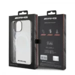 Husa Mercedes iPhone 15 MagSafe AMG transparenta protectie premium logo negru