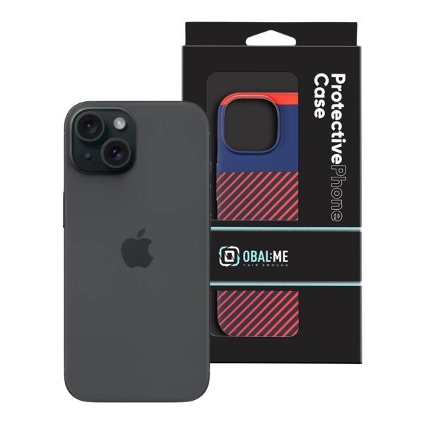 Husă de protecție OBAL:ME Flossy Stripes pentru Apple iPhone 15, albastră / roșie