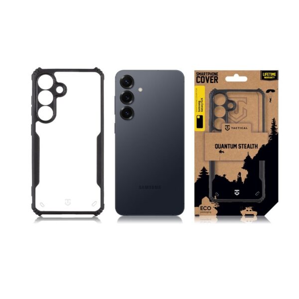 Husă de protecție Tactical Quantum Stealth pentru Samsung Galaxy S25, transparentă / neagră