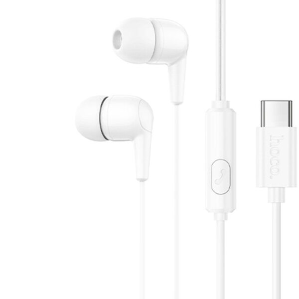 Căști cu fir USB-C și microfon, Hoco M97, albe