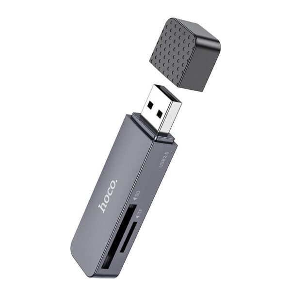 Cititor de carduri hoco. USB A 3.0 HB45 SD/TF, gri