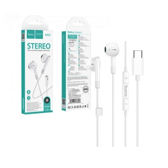 casti cu fir USB-C Hoco M93 albe