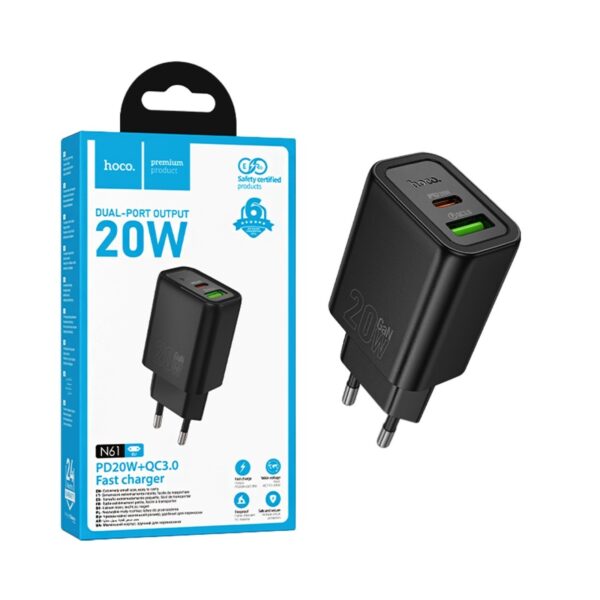 incarcator retea Hoco N61 dual usb negru