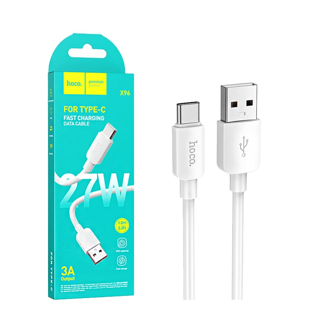 imgi_93_6931474799098-1100x1100 cablu USB-C Hoco X96 alb 1m