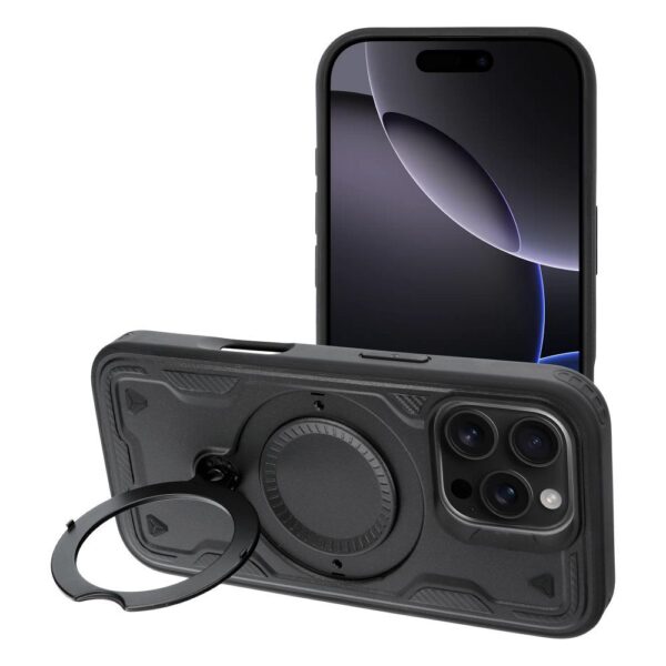 Husă de protecție Armor compatibilă MagSafe pentru iPhone 16 Pro Max, neagră