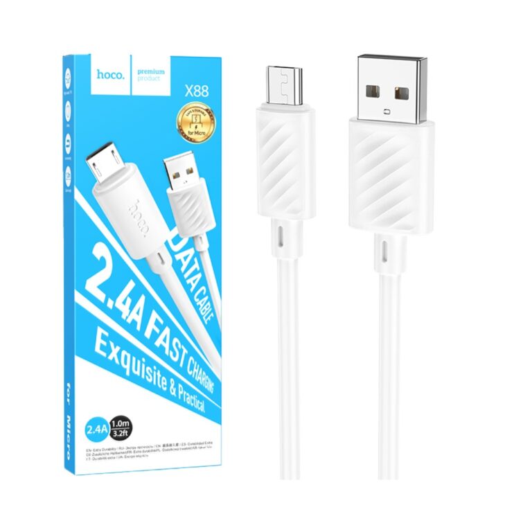 Cablu hoco X88 USB-A la Micro USB Alb