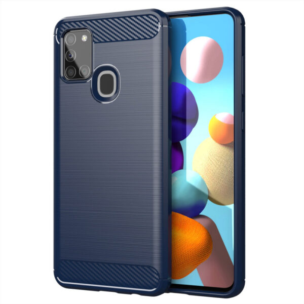 Husa de protectie Carbon Case pentru Samsung Galaxy A21S, TPU, Albastru