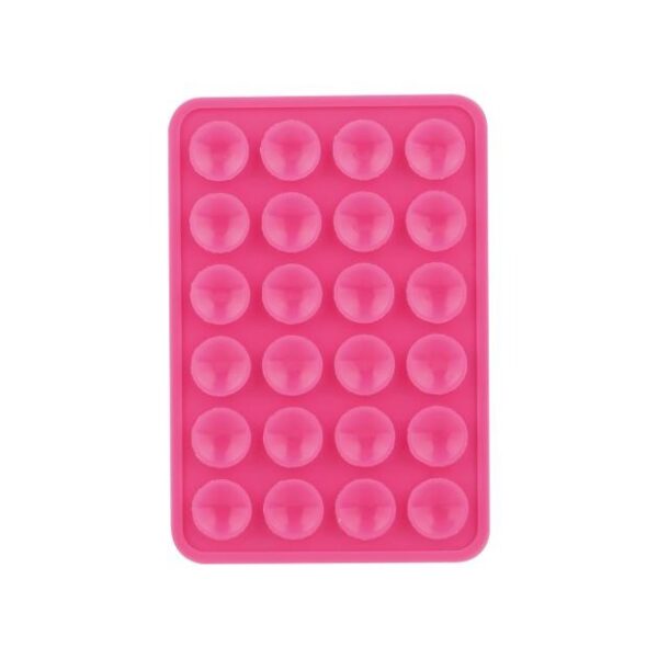 Pad silicon cu ventuze pentru fixare telefon / baterie externă, roz
