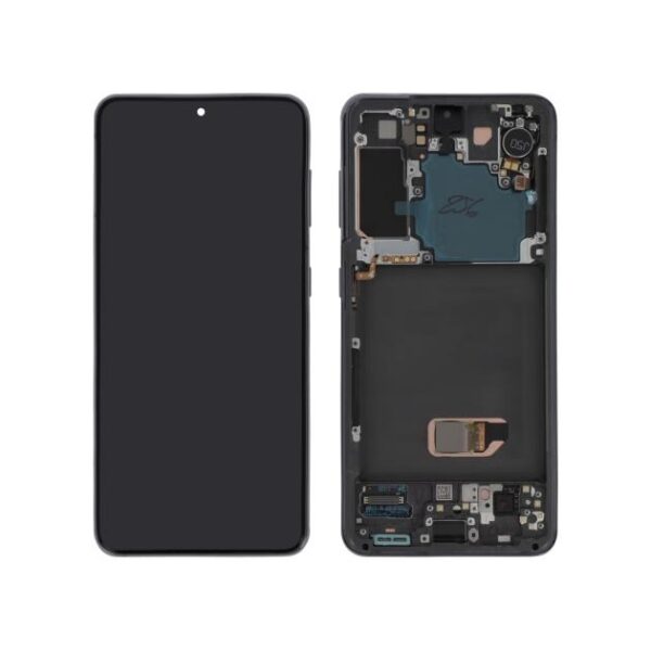 Display MegaMobile Samsung S21 Soft OLED cu rama gri inlocuire ecran