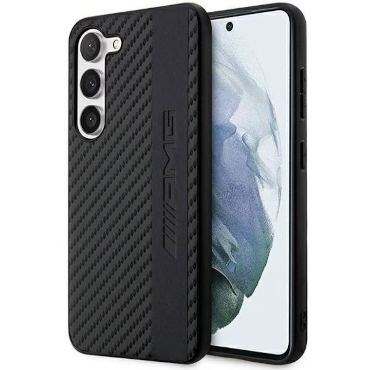 Husa protectie Mercedes AMG Samsung Galaxy S23 originala Carbon Stripe Embossed