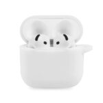 husa protectie AirPods 4 alba silicon premium