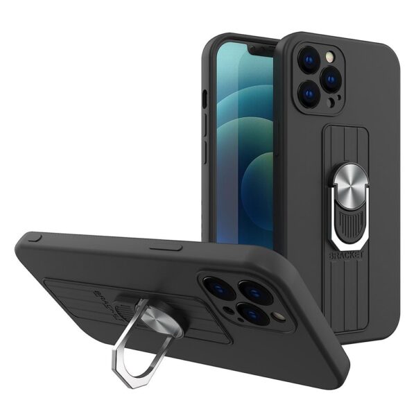 Husă protecție inel deget pentru Samsung Galaxy S21 Plus, negră
