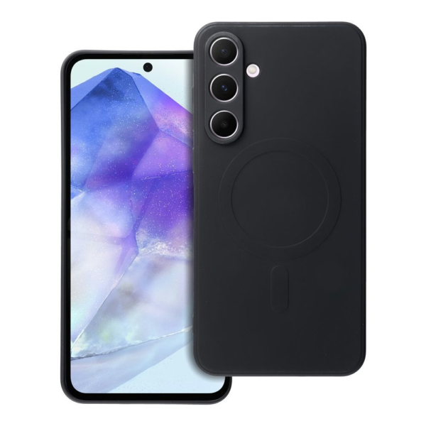 Husă protecție Silicon compatibilă MagSafe pentru Samsung Galaxy A55, neagră