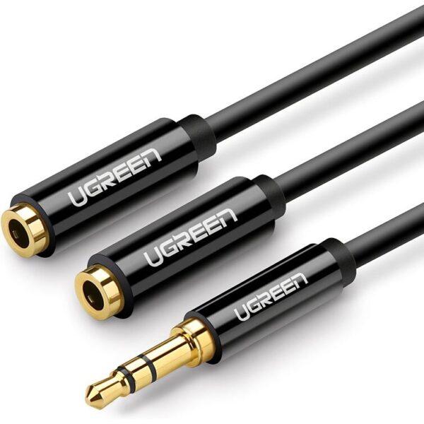 Adaptor Audio Ugreen Splitter Dual, Jack 3.5mm tată la 2 x 3.5mm mamă, negru