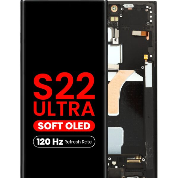 Display compatibil cu Samsung Galaxy S22 Ultra (S908), 120Hz, Soft OLED, cu ramă neagră