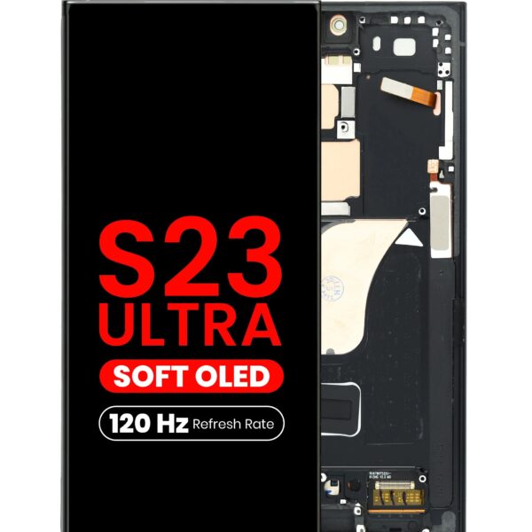 Display compatibil cu Samsung Galaxy S23 Ultra (S918), 120Hz, Soft OLED, cu ramă neagră
