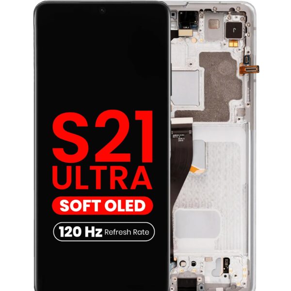 display compatibil cu Samsung Galaxy S21 Ultra Soft OLED cu ramă gri