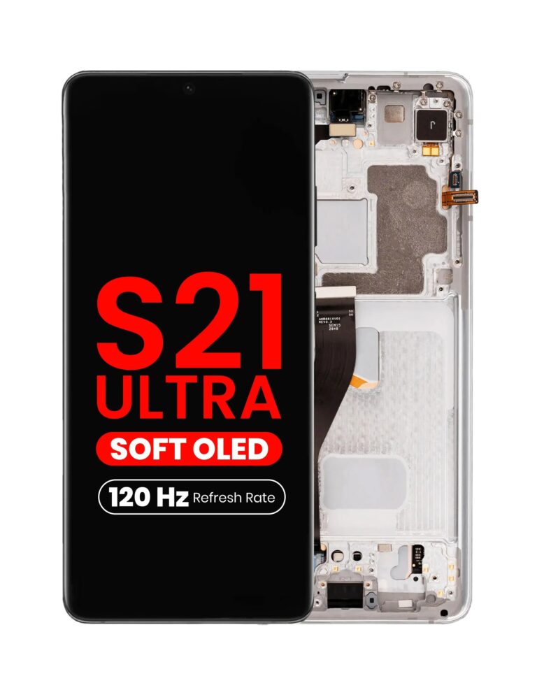 display compatibil cu Samsung Galaxy S21 Ultra Soft OLED cu ramă gri