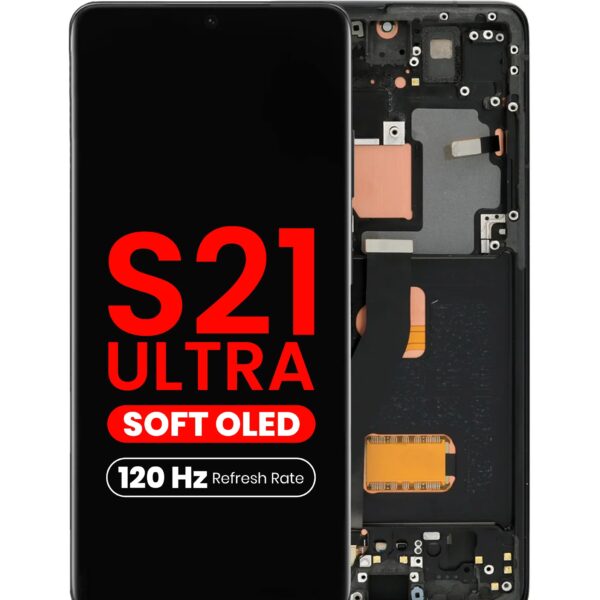 display compatibil cu Samsung Galaxy S21 Ultra Soft OLED cu ramă neagră