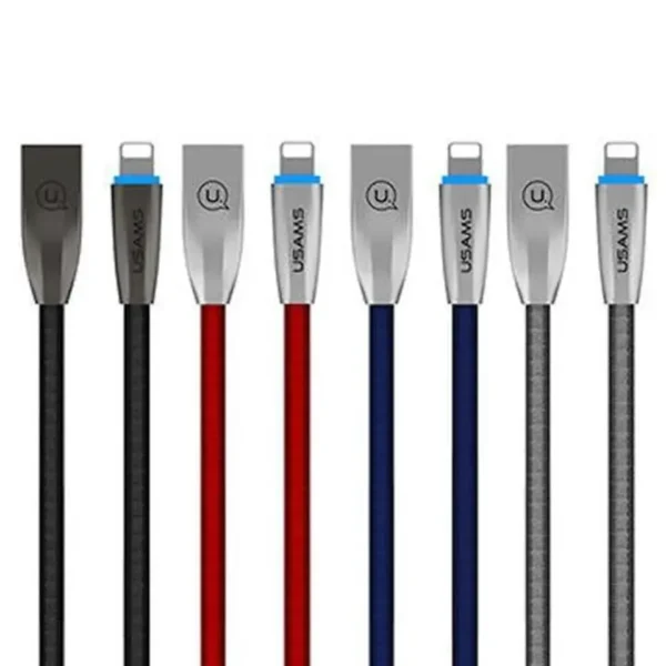 Cablu de date Usams USB-C la Lightning, 1.2m, gri